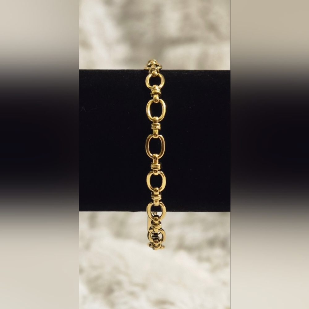 Stainless Steel Gold Overlay Chain-Link Bracelet 6.5"-8.5" NWT